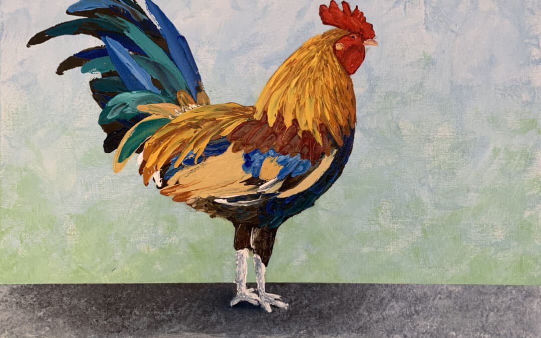 Impasto Rooster in Oil