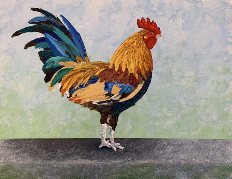 Impasto Rooster in Oil