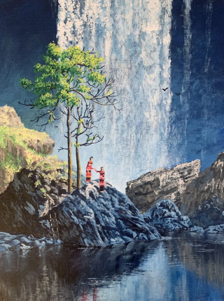 Waterfall Landscape in Acrylic