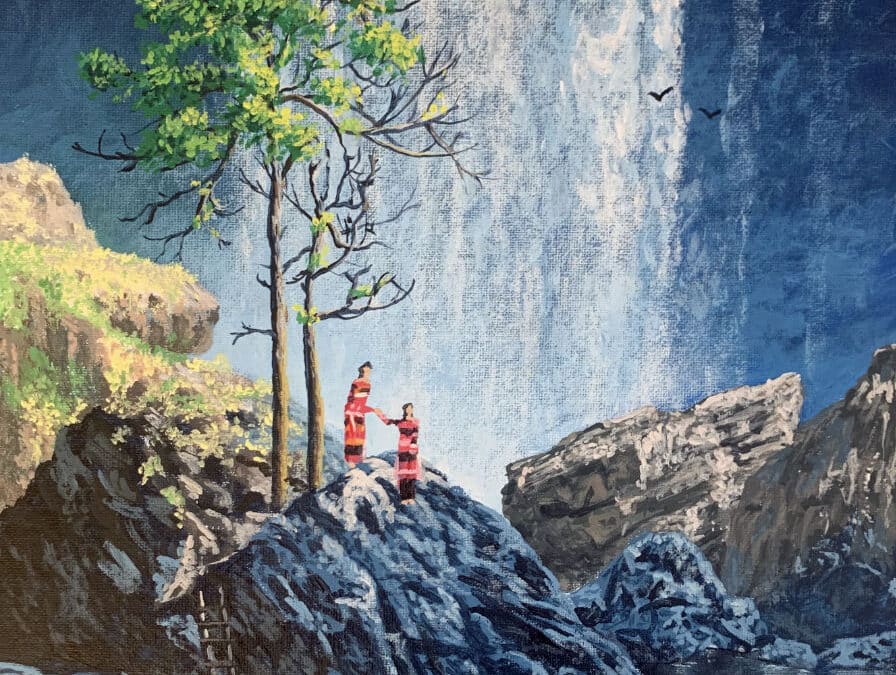 Waterfall Landscape in Acrylic