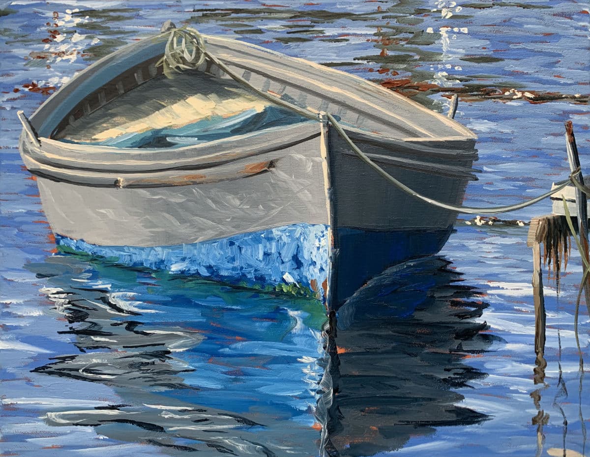 Impressionistic boat painting