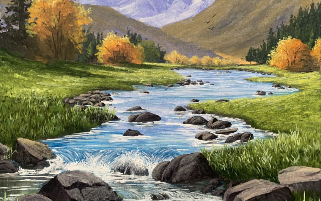 Autumn River Landscape in Acrylic
