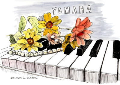 How to Draw Flowers on Piano in Pen and Ink