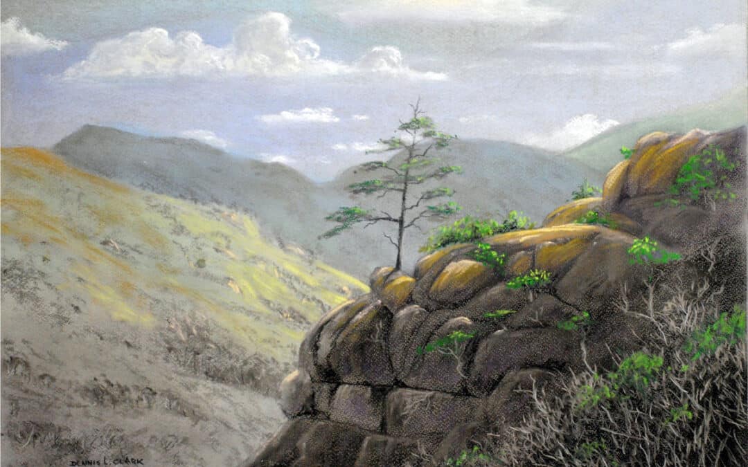 Draw the Sentinal Mountains in Soft Pastel