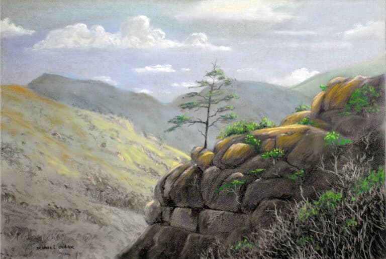 Draw the Sentinal Mountains in Soft Pastel