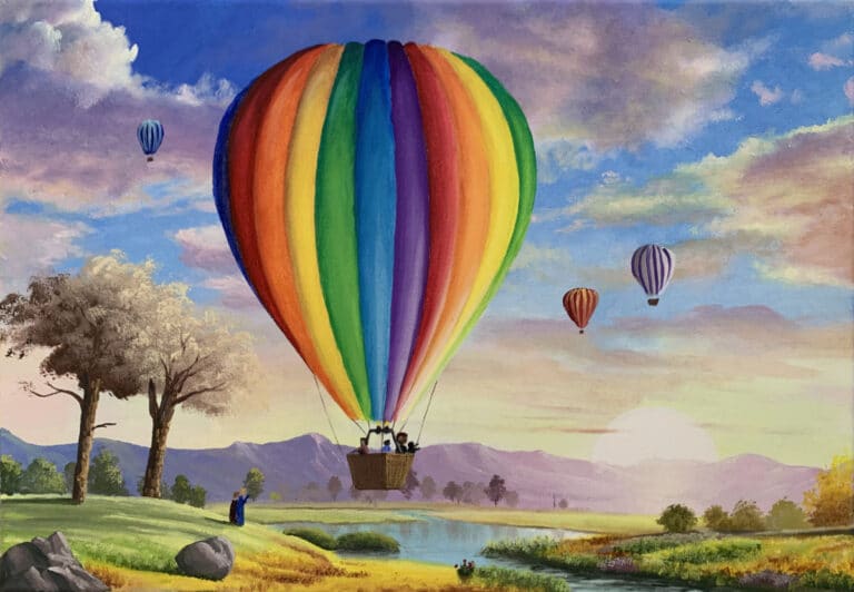 Paint a Hot Air Balloon at Sunrise