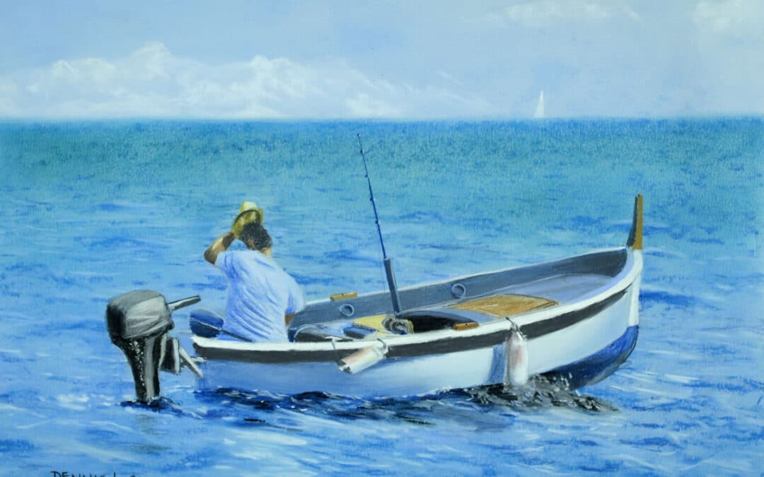 How to Draw a Fisherman in a Boat in Pastel