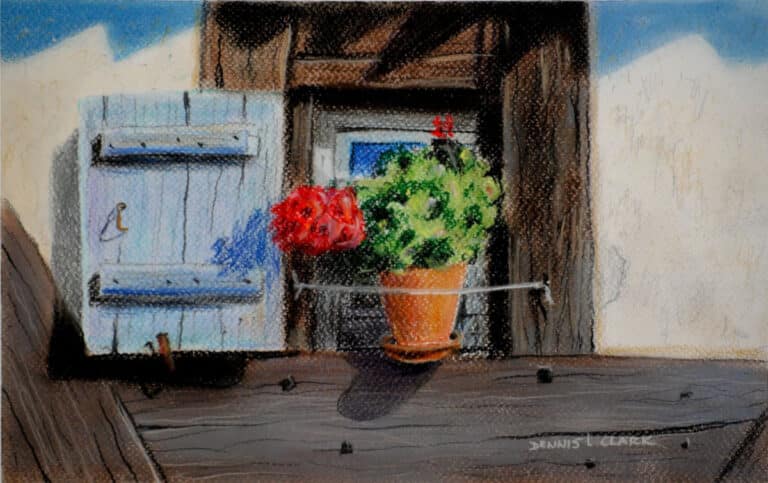 How to Draw a Window Flower Pot in Pastel