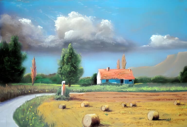 How to Draw Hay Bales in Pastel