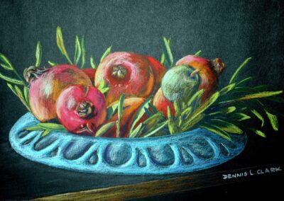 How to Draw Pomegranates in Bowl in Pastel