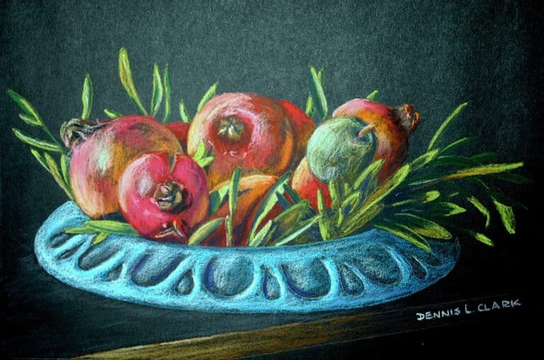 How to Draw Pomegranates in Bowl in Pastel