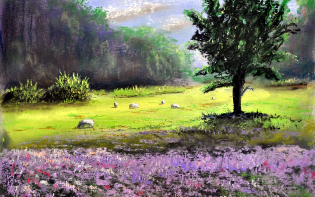 How to Draw Sheep in Pasture in Pastel