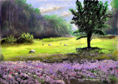 How to Draw Sheep in Pasture in Pastel