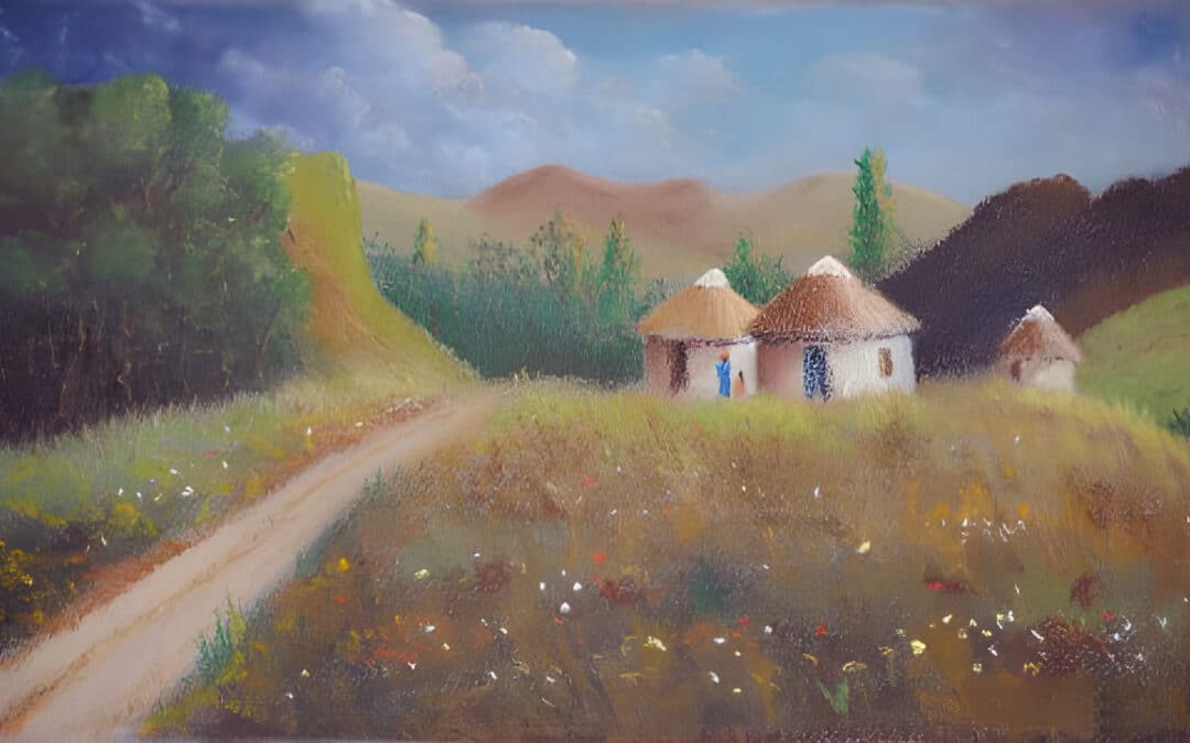 How to Draw African Huts in Pastel