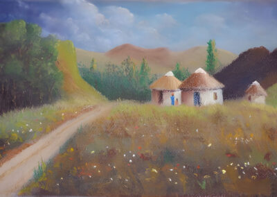 How to Draw African Huts in Pastel