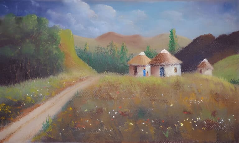 How to Draw African Huts in Pastel