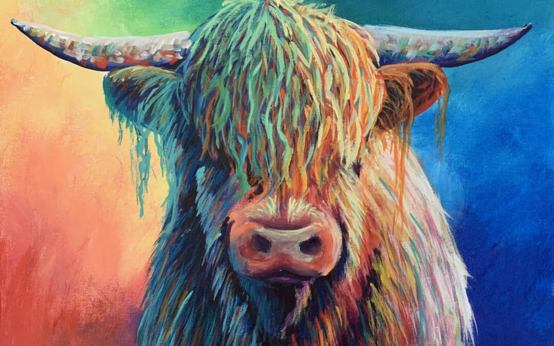 How to Paint a Rainbow Highland Cow
