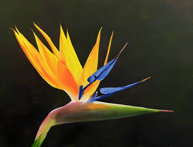 How to Paint a Strelitzia Flower in Acrylic