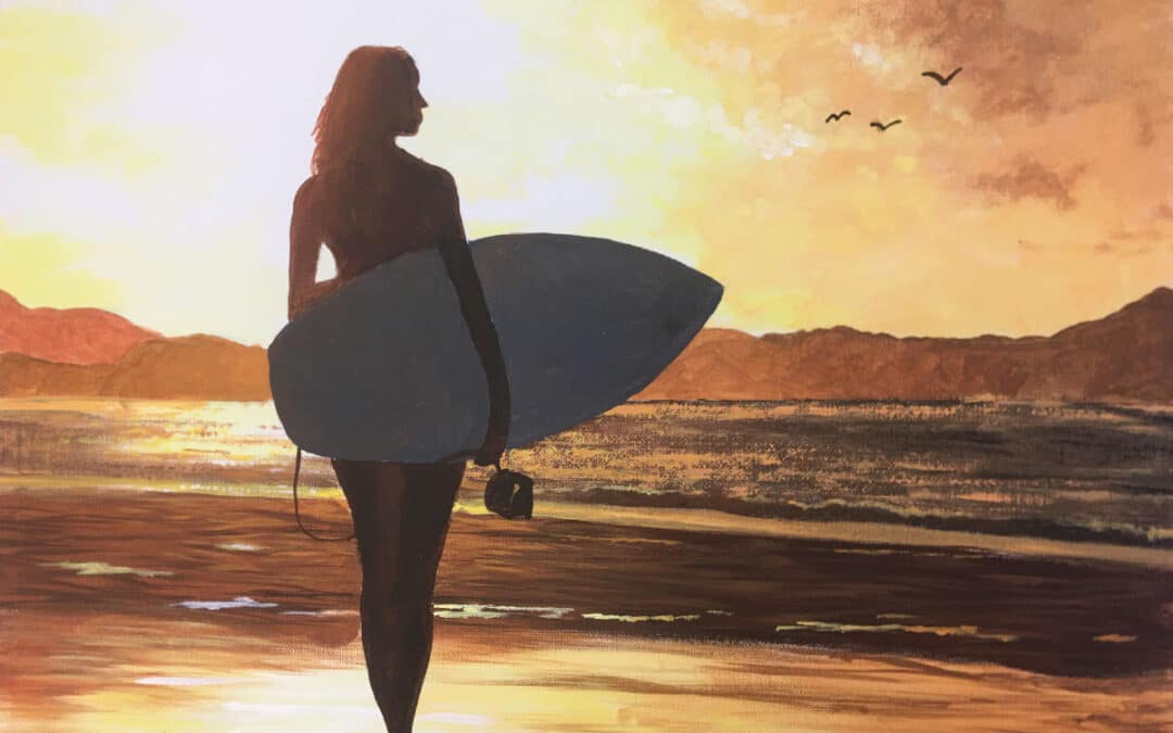 How to Paint a Surfer at Sunset in Acrylic