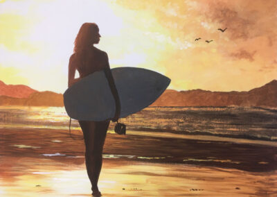 How to Paint a Surfer at Sunset in Acrylic