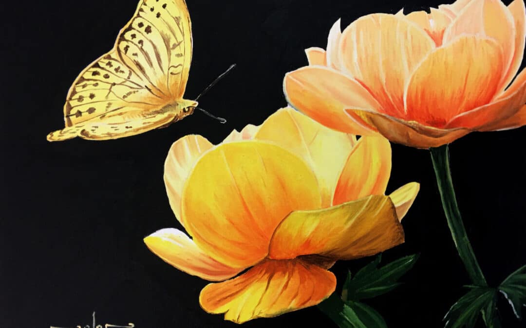 How to Paint a Butterfly & Flower in Oil