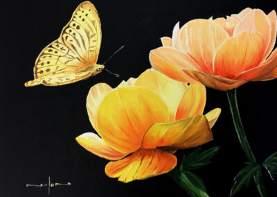 How to Paint a Butterfly & Flower in Oil