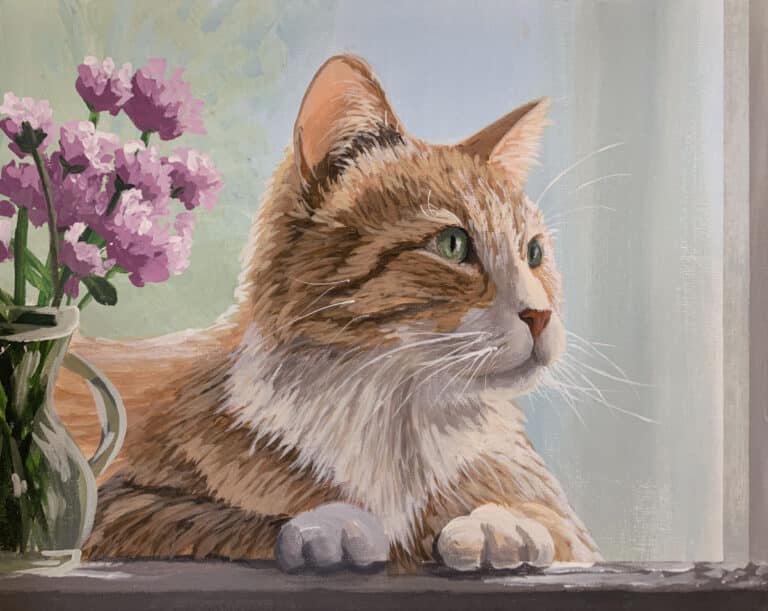 Impressionist Cat in Acrylic