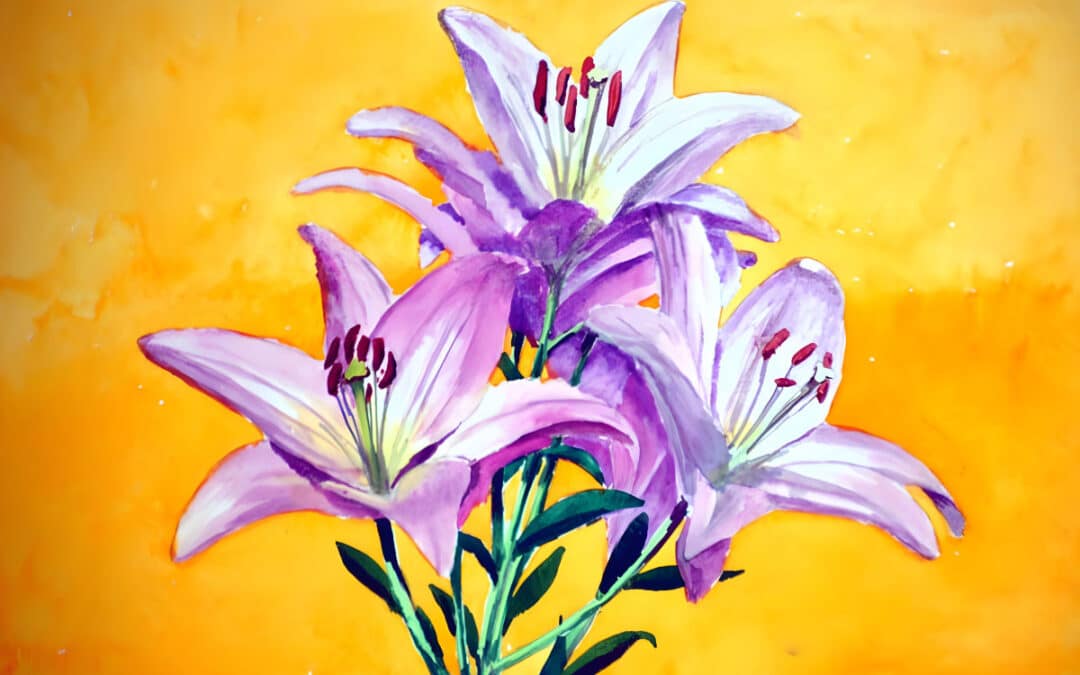 How to Paint Pink Lilies in Watercolor