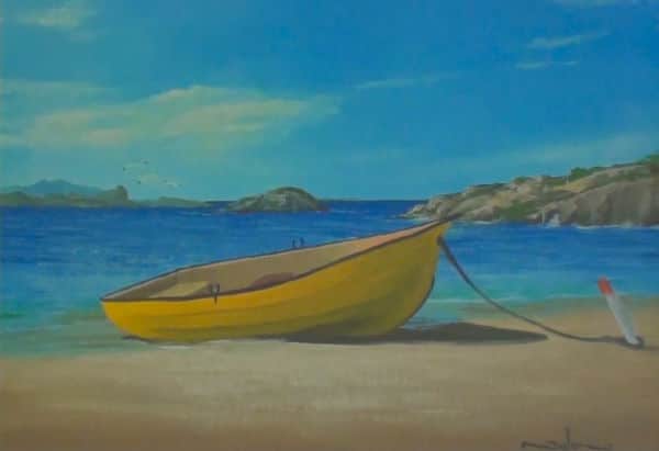 boat on beach painting