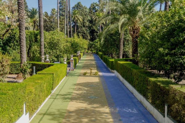 garden with path with ambient and reflected light influences marked