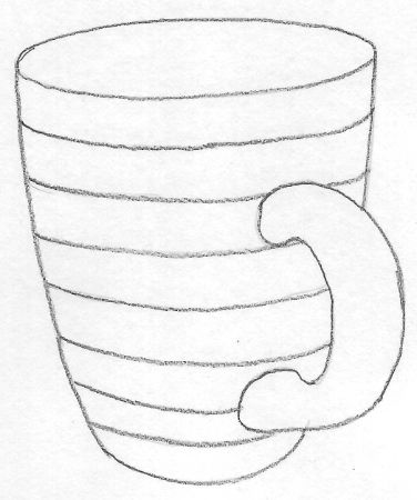 mug showing horizzontal cross contour lines