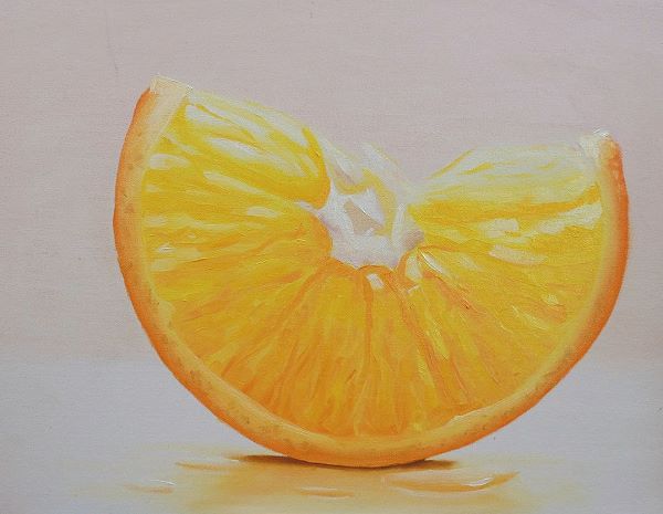 Painting of an orange with irregular pattern