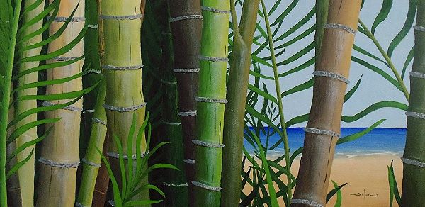 Painting of bamboo with irregular pattern