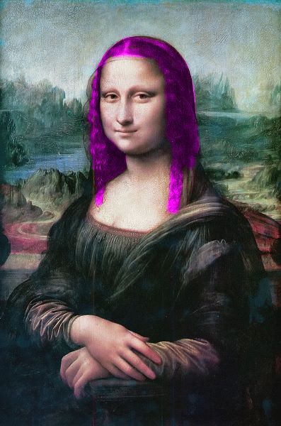 Mona Lisa with purple hair to break the pattern