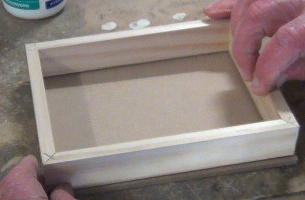 box frame sides glued to front panel