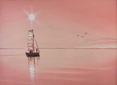how to paint a boat at sunset oil 1200 80